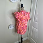 Entro NTM: Sunset Dream Mock Neck Ruffle Sleeve Babydoll Orange & Pink Top Sz M Photo 13