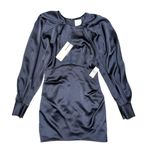 NEW Acler Paringa Long Puff Sleeve Satin Mini Dress Midnight Navy Blue US 8 NWT Photo 6