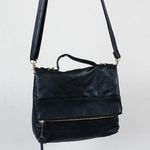 Target Faux Leather Black Fold Over Quilted Clutch Handle Strap Crossbody Bag Photo 0