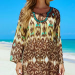 Club Z Animal Print Brown Multi Sequin Swim Beach Coverup L Tan Size L Photo 0