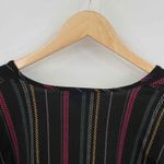 Lavender Field Lavender Field Boho Blouse Womens Medium Black Striped Knot Front Bell Sleeves Photo 3