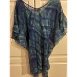 Spiaggia Dolce  Kaftan Cover Up Blue Teal Tie Dye Rayon M Photo 4