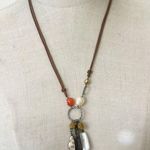 Silpada  sterling silver long necklace with genuine leather cord, and multi charm Photo 0