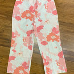 Ann Taylor Floral Print Cropped Pants Womens Size 4 Pink White Casual Career Photo 0