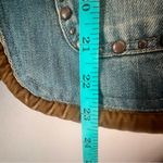 VINTAGE denim leopard lined vest beading studded reworked SIZE LARGE Coachella Blue Photo 7