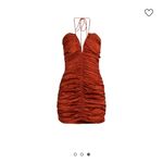 Orielle Ruched Mini Bodycon Dress Brown Size M Photo 2