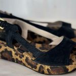 MRKT Harper Suede Cork Platform Sandals 7.5 Black Leopard Y2K Indie Boho Retro Photo 3