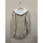 Ganni  Rope Knit Checkerboard Smiley Beige Cardigan Large Collared Preppy Italy Photo 3