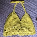 Vintage Yellow Crochet Knit Halter Crop Top Size XS Photo 0
