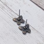 Butterfly Stud Earrings For Pierced Ears Dark Metal Photo 4