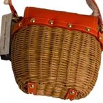 Tommy Bahama Small Flap
Picnic Basket Cross-body Straw
Bag Coral Leather Studs Photo 5
