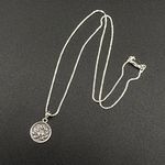 Lotus Flower Sterling Silver Disc Pendant Necklace Photo 1