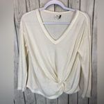Anthropologie Akemi + Kin Waffle Knit Long Sleeve Front Knot Top Ivory Size XS. Photo 1