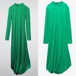 ZARA  Long Sleeve FLOWY DRAPED DRESS HIGH COLLAR Pleat Detail Asymmetric Hem NEW Photo 6