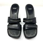 Stuart Weitzman black leather wedge slides, made in Spain, size 8.5AA Photo 2