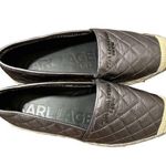 Karl Lagerfeld PARIS Dalia Quilted Leather Platform Espadrilles Silver P… Photo 7