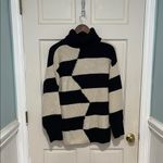 Bobeau  Black and Cream Striped Turtleneck Sweater Photo 2