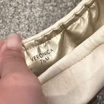 Tahari  Women’s Cream Leather Gold Accent Cap Toe Scrunched Veronica Flats 7.5 Photo 6