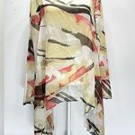 Chico's Chico’s Travelers Collection Earth Tone Sheer Asymmetric Hem Flowy Pullover 2/L Photo 0