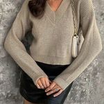 SheIn NEW! Sz M Ribbed Knit Button Back Khaki Sweater So Cute!! Photo 0