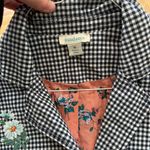 Sundance Womens Tansy Gingham Floral Embroidered Linen Blend Blazer Size Medium Photo 2