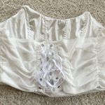 SOLY HUX Women's Plus Size Lace up Overbust Bandeau Corset Top Strapless Shapewear Bustier White Photo 2