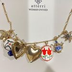 Atterri | Heart Locket Necklace w/ Vintage Ceramic Charms & Angelic Accents Gold Photo 4