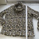 Style & Co Animal Print Faux Sherpa Cowl Neck Pullover Sweater M long Sleeve Top Photo 7
