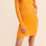Free People NWT Find Me Now Ross Mini Dress Orange Long Sleeve Textured Small Photo 0