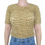 Vintage 90s Champagne Gold Bubble Popcorn Shirt Size M Photo 1