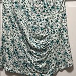 Talbots Green and White Sleeveless Ruched Blouse with Plunge V-Neck Photo 3