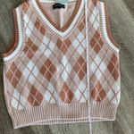 Urban Outfitters Y2k 2000s preppy Argyle academia sweater vest brown tan neutral medium new nwt Photo 9