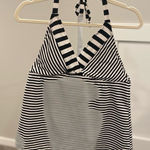 Mossimo Vintage Y2K Halter Black and White Stripe Tankini Top Size L Photo 0