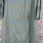 Roller Rabbit Blue Floral Stripe Three Quarter Ruffle Sleeve Dress Women’s Large Photo 7