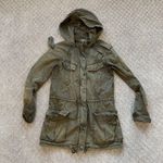 Aritzia Talula Trooper Utility Jacket Olive Army Green Hood Pockets Cinch XXXS Photo 0