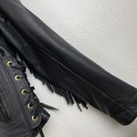 Vintage California Creations Heavy Leather Biker Jacket Womens 16 Black Fringe Photo 6