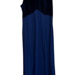Reggio vintage maxi formal dress in dark blue with crushed velvet like bodice Blue Size 6 Photo 0