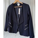 Jules & Leopold  Womens Navy Long Sleeve Zipper Open Jacket Blazer Size Small Photo 3
