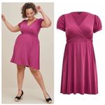 Torrid NWT  Mini Studio‎ Knit Surplice Dress  Boysonberry Size 1 Photo 1