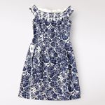 Carmen Marc Valvo  Blue Floral Beaded Boatneck Linen  Mini Dress‎ Size 8 Guest Photo 7