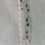 Multi Strand Purple Glass and Silver Tone Bead Chain Necklace Photo 4