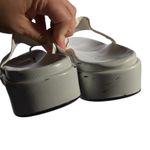 Vtg Y2K Nine West White Leather Toe Loop Low Wedge Summer Slide Sandals Sz 5.5 Photo 3