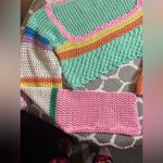 Crochet Cropped Multicolor Sweater the cutest cropped ever! Bright boho crop Pink Size undefined Photo 6