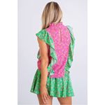 Karlie floral vintage ditzy ruffle top in pink/green Photo 2