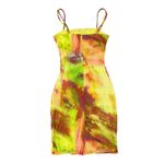 Club L  - Lime Print Sleeveless Bodycon mini Dress in Orange Pink Lime & Yellow Photo 2