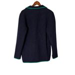 Lands' End Vintage Women’s Boiled 100% Blue Wool Preppy Sweater Button- Size 12 Photo 2
