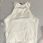 Cream Ruffled Sleeveless Tank Top White Size XS Photo 4
