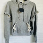 Lea & Viola Gray Ruffle Cropped Sweatshirt Pullover Hoodie New Size Small Photo 0