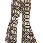 Wisteria Lane Geometric Flare Pants S White/Multicolor 98% Cotton & 2% Spandex White Photo 0