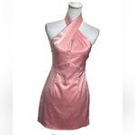 superdown NWT  samira mini dress in pink criss cross haltered satin dress Photo 2
